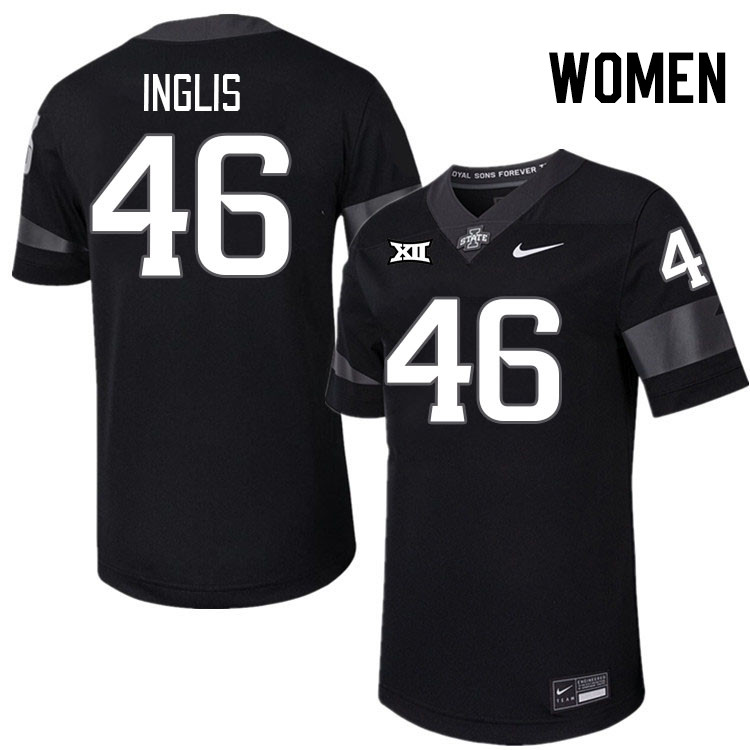 Women #46 Danny Inglis Iowa State Cyclones College Football Jerseys Stitched-Black